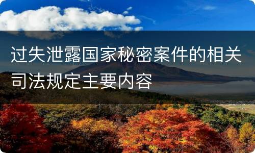 过失泄露国家秘密案件的相关司法规定主要内容