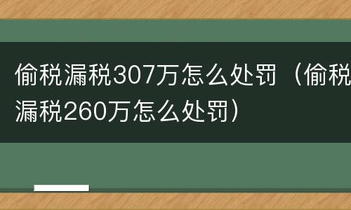 偷税漏税307万怎么处罚（偷税漏税260万怎么处罚）