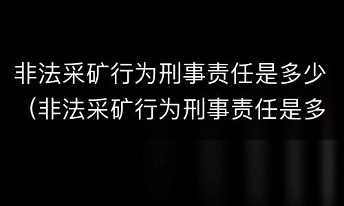 非法采矿行为刑事责任是多少（非法采矿行为刑事责任是多少年）