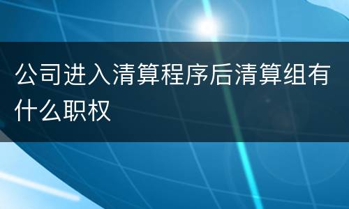 公司进入清算程序后清算组有什么职权