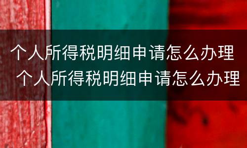 个人所得税明细申请怎么办理 个人所得税明细申请怎么办理的