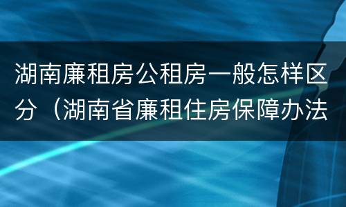 湖南廉租房公租房一般怎样区分（湖南省廉租住房保障办法）