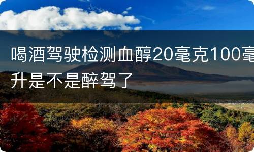 喝酒驾驶检测血醇20毫克100毫升是不是醉驾了