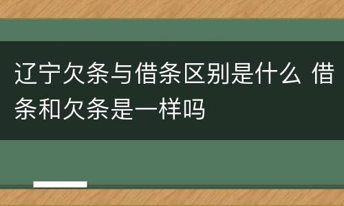 辽宁欠条与借条区别是什么 借条和欠条是一样吗