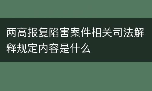 两高报复陷害案件相关司法解释规定内容是什么