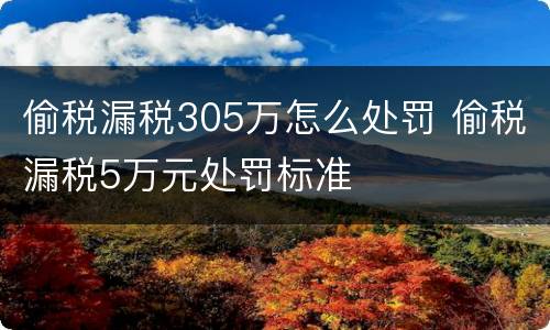 偷税漏税305万怎么处罚 偷税漏税5万元处罚标准