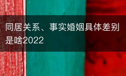 同居关系、事实婚姻具体差别是啥2022