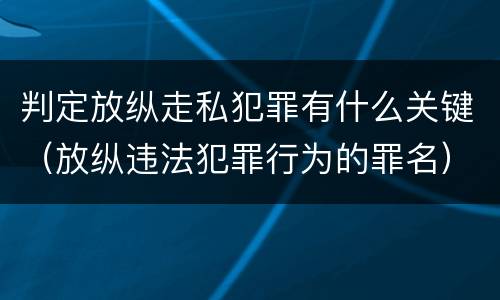 判定放纵走私犯罪有什么关键（放纵违法犯罪行为的罪名）