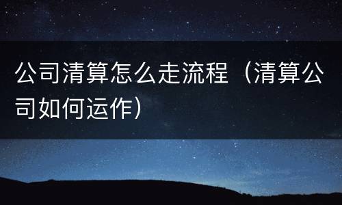 公司清算怎么走流程（清算公司如何运作）