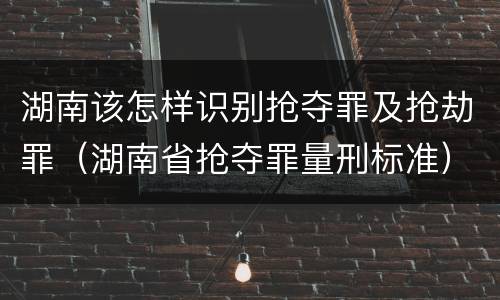 湖南该怎样识别抢夺罪及抢劫罪（湖南省抢夺罪量刑标准）