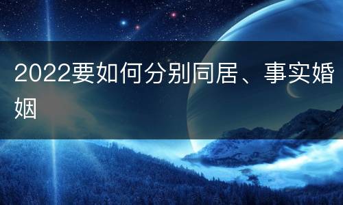 2022要如何分别同居、事实婚姻