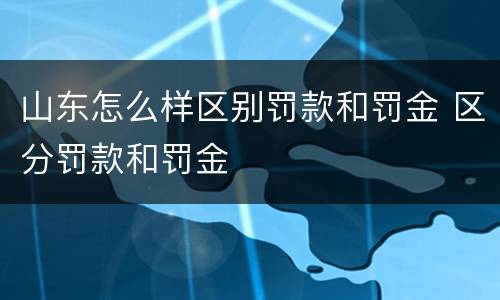 山东怎么样区别罚款和罚金 区分罚款和罚金