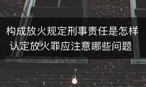 构成放火规定刑事责任是怎样 认定放火罪应注意哪些问题