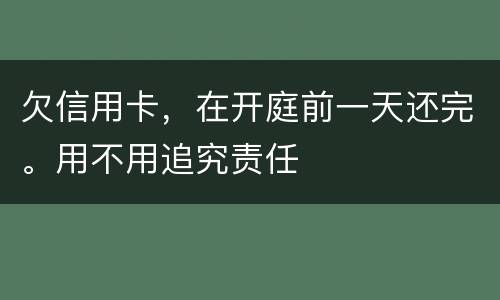 欠信用卡，在开庭前一天还完。用不用追究责任