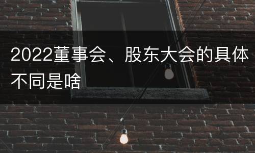 2022董事会、股东大会的具体不同是啥