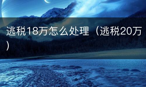 逃税18万怎么处理（逃税20万）