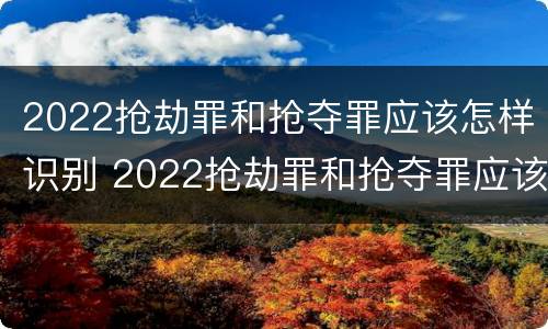 2022抢劫罪和抢夺罪应该怎样识别 2022抢劫罪和抢夺罪应该怎样识别呢