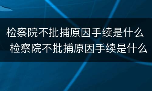 检察院不批捕原因手续是什么 检察院不批捕原因手续是什么意思